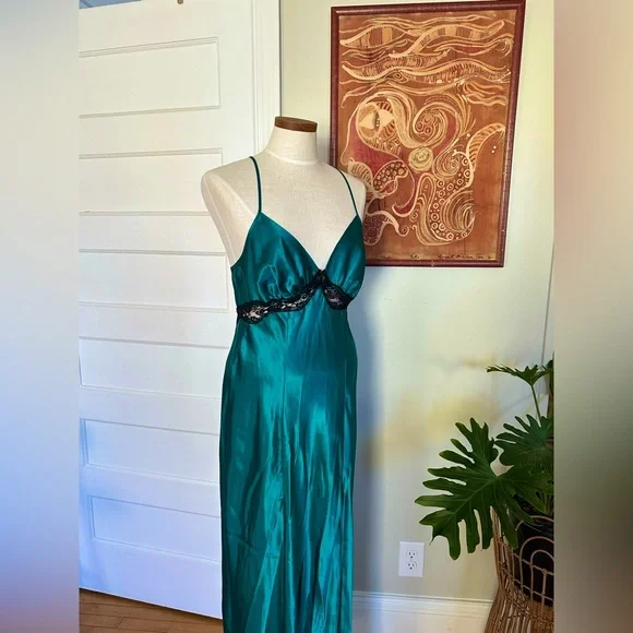 empire waist midi length dresses Emerald Empress V Neck Slip Dress – Czarina main image 1